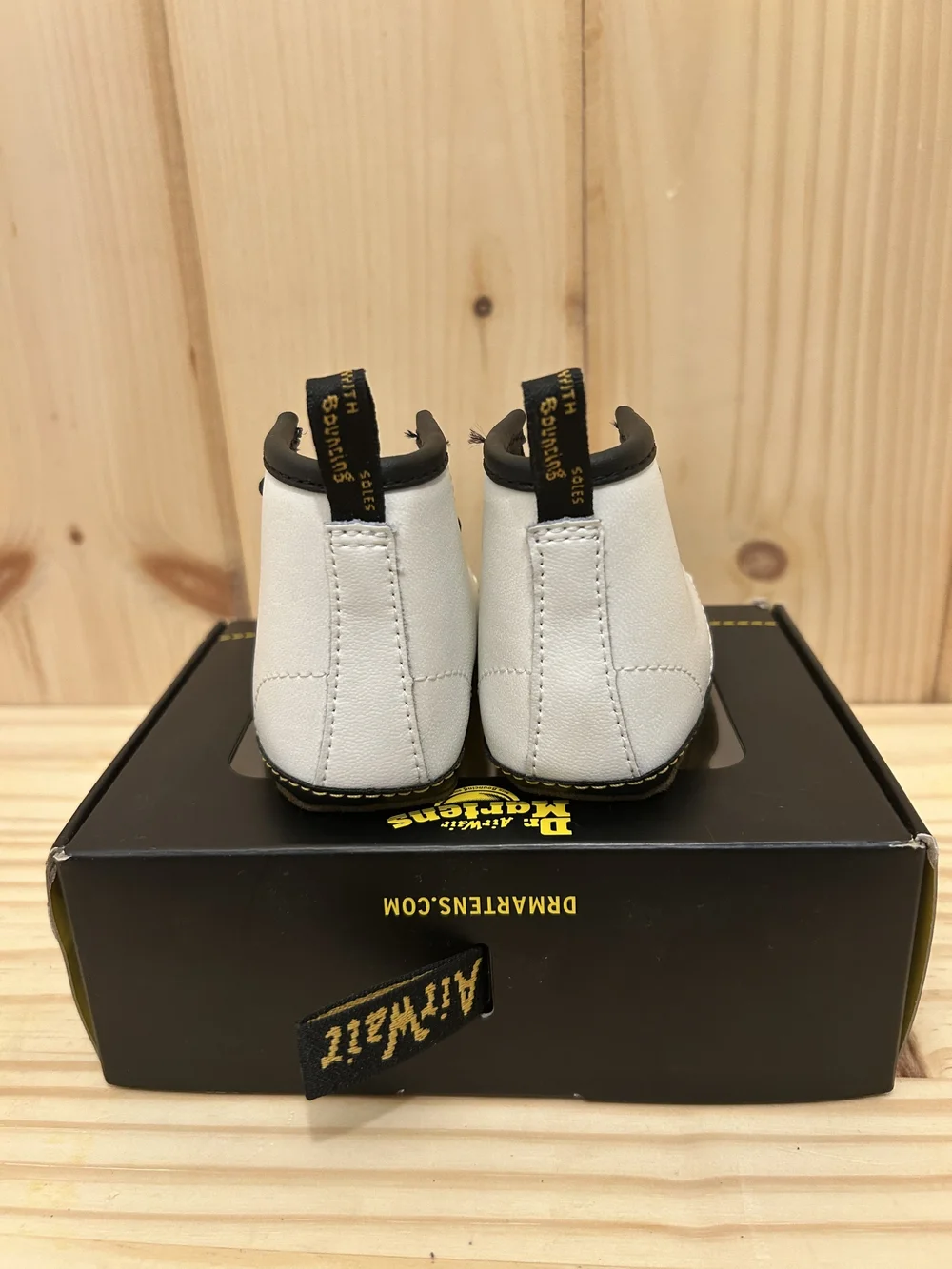Dr. Martens 1460 Auburn Leather Booties Newborn Size 2 White/Black NEW